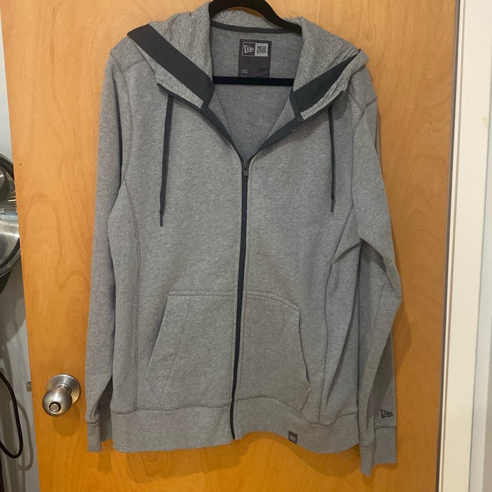 New era hoodie zip up sweatshirt gray